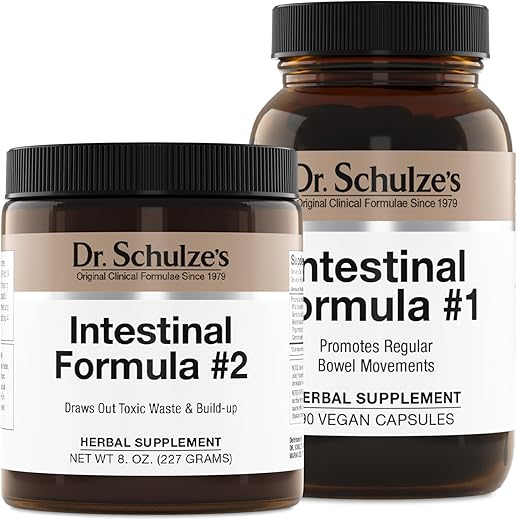 Dr. Schulze's - Dr. Schulze’s Fórmula Intestinal #2 (240 ml) e Cápsulas Fórmula Intestinal #1 (90 cápsulas) – Suplementos Herbais Orgânicos Dr. Schulze
