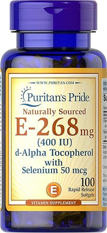 Puritan's Pride - Puritan’s Pride Vitamina E com Selênio 400 UI Natural 100 RR Softgels – Benefícios para a saúde e bem-estar
