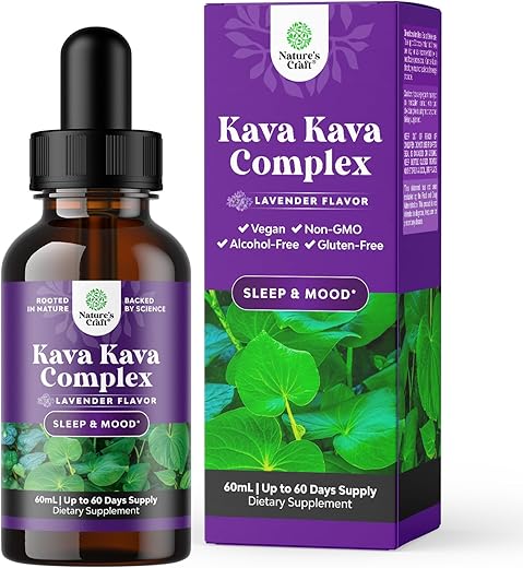 Natures Craft - Potent Liquid Kava Kava Drops – Extrato de Kava Concentrado com Camomila e Lavanda – Gotas Adaptogênicas Saborosas para Suporte ao Humor com Raiz de Kava – Vegano Não