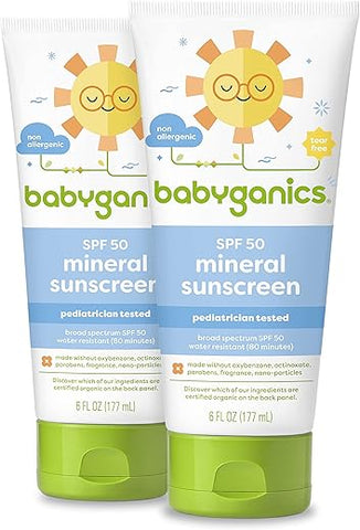 Protetor Solar Babyganics FPS 50 para Bebês | Proteção UVA UVB | Resistente à Água | Hipoalergênico, 177 ml (Pack com 2)