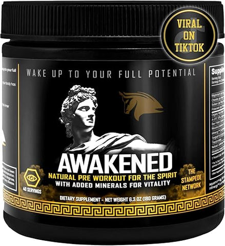 The Stampede Network - Awakened Natural Pre Workout Powder 12-in-1 | Energizador Consciente | Estimulante de Óxido Nítrico com Pólen de Abelha | Mucuna Pruriens, Tongkat Ali, Rhodiola, Alpha GPC | 100g