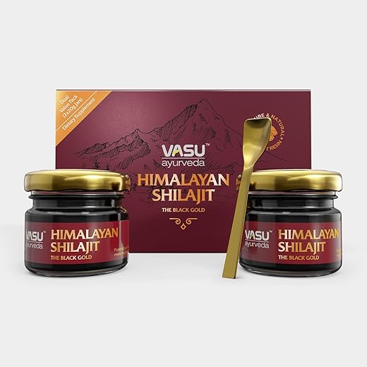 Ayurveda Shilajit Resina Himalaia Natural 100% Pura – Alta Potência, Testada em Laboratório – Forma Pura de Ácido Fúlvico – 100g - Vasu