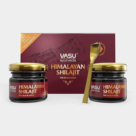 Ayurveda Shilajit Resina Himalaia Natural 100% Pura – Alta Potência, Testada em Laboratório – Forma Pura de Ácido Fúlvico – 100g - Vasu