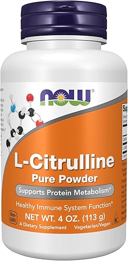 Suplementos, L-Citrulina Pura em Pó, Apoia o Metabolismo Proteico, 113g - NOW Foods