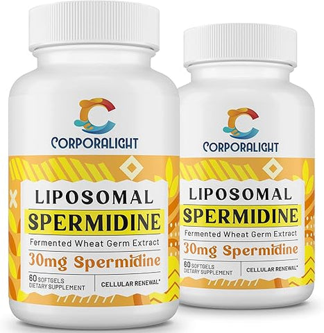 CORPORALIGHT - Suplemento de Spermidina Lipossomal 30mg, Alta Absorção, Mais Potente que Spermidina 3HCL, Extrato de Germen de Trigo Fermentado, Spermidina para Mulheres