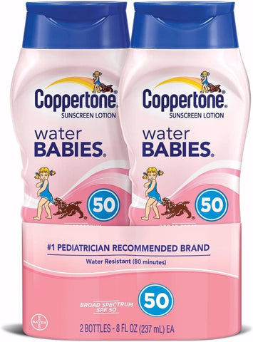 Loção Protetora Solar Water Babies, FPS 50, 240 ml (Pack com 2 unidades) - Coppertone