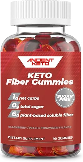 Ancient Keto - Gomas de Fibra Keto Sem Açúcar para Adultos | Suplemento Vitamínico Keto para Homens e Mulheres | Prebióticos à Base de Plantas de Alta Fibra, Suplemento de Fibra Solúvel, Goma Vitamínica para Adultos | Marca: Sugar Free Keto Gummies