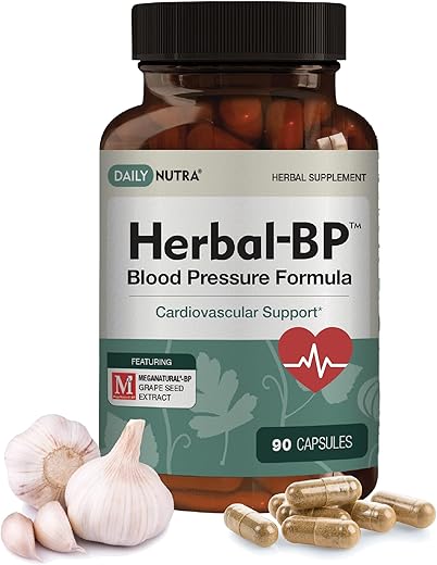 DailyNutra - Herbal-BP: Suplemento Natural para Pressão Arterial | Extrato de Semente de Uva, Alho, Espinheiro, Folha de Oliveira | Saúde Circulatória