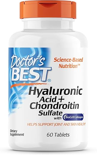 Doctor's BEST - Doctor’s Best Ácido Hialurônico com Sulfato de Condroitina, com BioCell Colágeno, Livre de Transgênicos, Sem Glúten, Sem Soja, Suporte para Articulações