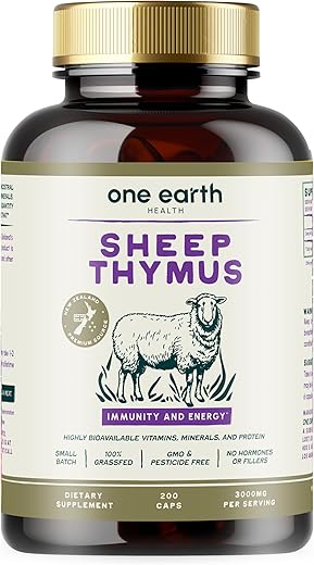 One Earth Health - Thymus Grass Fed da Nova Zelândia – 3.000mg por Porção, 200 Unidades – Marca em Destaque