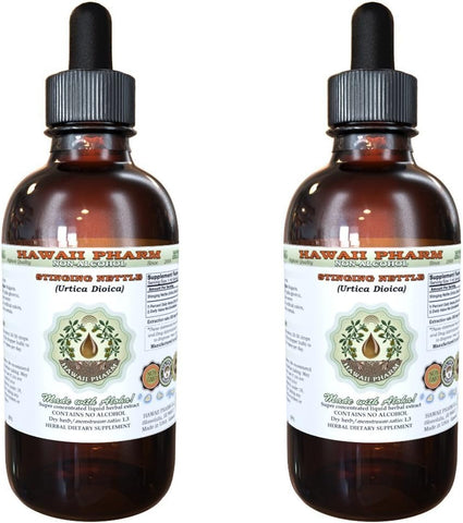 Extrato Líquido de Urtiga Sem Álcool, Urtiga Orgânica em Glicerina de Folha Seca, Suplemento Herbal Natural, Hawaii Pharm, EUA 2×2 fl.oz