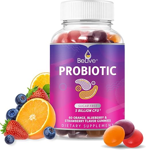 Gomas Probióticas – Probióticos com 5 Bilhões de UFCs para Saúde Digestiva, Homens, Mulheres - BeLive