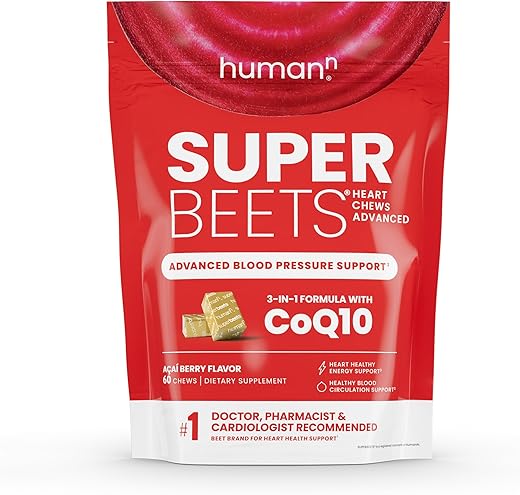 SuperBeets Heart Chews Advanced – 100mg de CoQ10 + Beterraba - humanN
