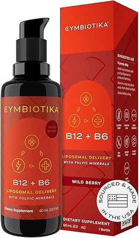 Vitamina B12 Líquida Lipossomal, 1250 mcg, Energia, Produção Celular, Fortalece Cabelos e Pele - CYMBIOTIKA