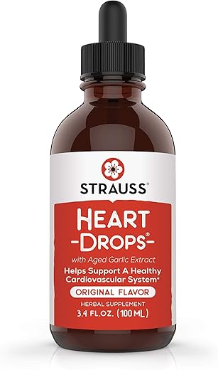 Strauss Heartdrops - Strauss Naturals Heartdrops – Suplemento Herbal para o Coração com Visco Europeu e Extratos de Alho Envelhecido, Frasco de 100 ml, Sabor Original; Vegano, Não-OGM, Fonte Natural