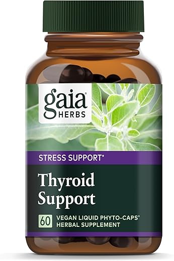 Thyroid Support – Ashwagandha, Kelp, Alga Marrom e Schisandra para Equilíbrio Metabólico Saudável e Bem-Estar Geral – 60 ml Líquido Vegano - Gaia Herbs