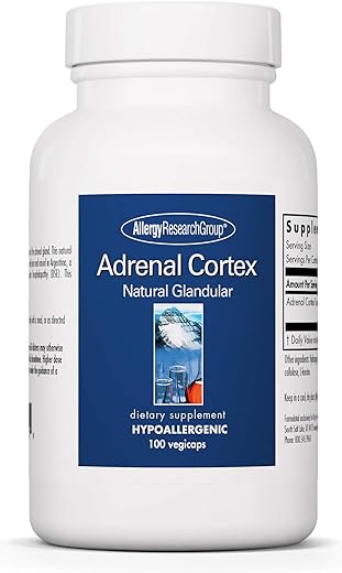 Suporte para Córtex Adrenal, Função Imunológica, Extrato Adrenal 100mg, Bovino – 100 Cápsulas - Allergy Research Group