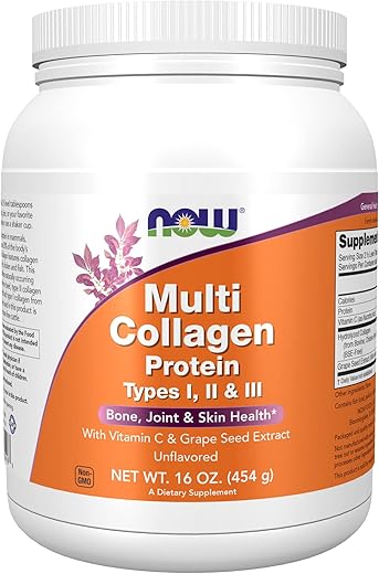 Suplementos, Proteína de Colágeno Multi Tipos I, II – 100g - NOW Foods