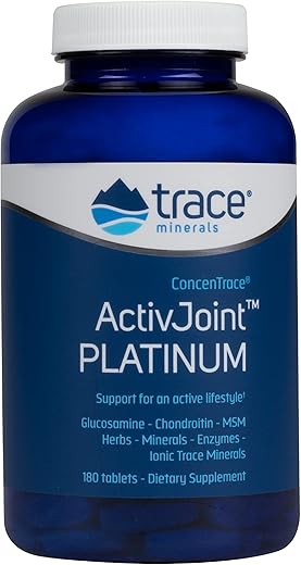 Activ Joint Platinum | Glucosamina, Condroitina, MSM, Ervas, Minerais, Enzimas, ConcenTrace | Suplemento para Suporte Ósseo, Articular e Ligamentar | 180 cápsulas - Trace Minerals