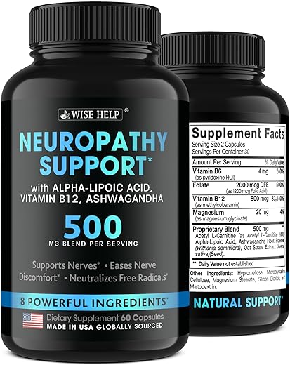 WISEHELP - Alívio Natural para Desconforto Nervoso – Suporte à Neuropatia – Antioxidante Nervoso para Neuralgia Trigeminal, Diabéticos – Fabricado nos EUA