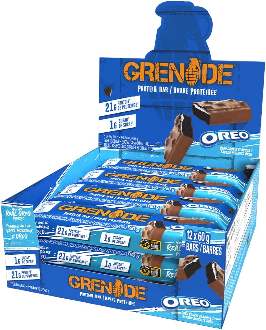 Barras de Proteína com Baixo Teor de Açúcar 12-Pack – Oreo | 100% Sabor e Nutrição | 20g de Proteína por Barra - Grenade