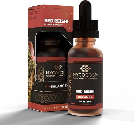 Mycocosm Mushroom - Extrato de Reishi Balance – Suplemento de Cogumelo para Longevidade – Suporte Imunológico – Ganoderma Lucidum – Adaptógeno
