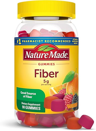 Fiber Gummies 5g por Porção, Suplemento de Fibra para Apoio à Saúde Digestiva, 90 Gummies, Fornecimento de 30 Dias - Nature Made