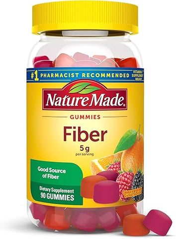 Fiber Gummies 5g por Porção, Suplemento de Fibra para Apoio à Saúde Digestiva, 90 Gummies, Fornecimento de 30 Dias - Nature Made