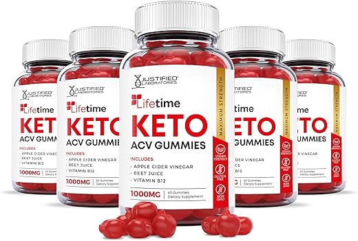 Justified Laboratories - (5 Pacotes) Gomas Lifetime Keto ACV Boost 1000MG com Suco de Romã, Beterraba e Vitamina B12 – 300 Gomas