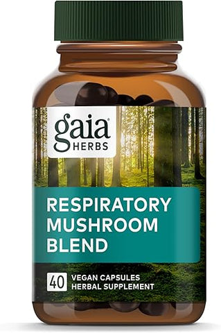 Respiratory Mushroom Blend – Suporte Imunológico para a Saúde Respiratória – Com Reishi e Cordyceps – 40 Cápsulas Veganas - Gaia Herbs