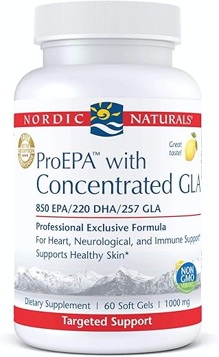 ProEPA com GLA Concentrado, Limão – 60 Cápsulas – 1217 mg Ômega-3 257 mg GLA – Saúde Cardíaca, Neurológica - Nordic Naturals