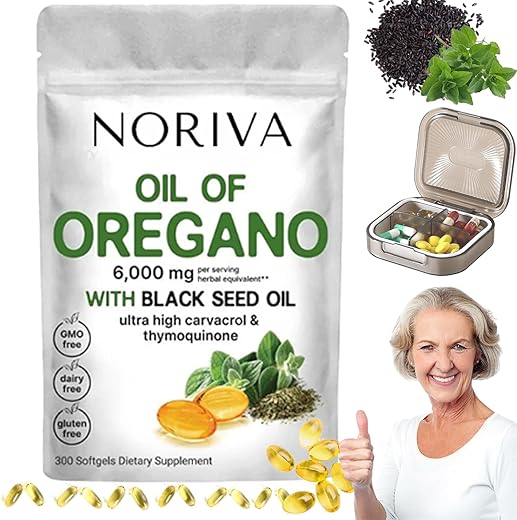 Generic - Noriva Óleo de Orégano 6000mg, Cápsulas de Óleo de Orégano Orgânico, Semente de Orégano Preto – Noriva