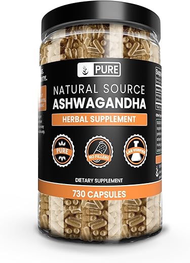 PURE ORIGINAL INGREDIENTS - Ashwagandha Pura de Ingredientes Originais (730 Cápsulas) Sem Preenchedores de Magnésio ou Arroz, Sempre Pura, Verificada em Laboratório | Marca: Pure Original Ingredients