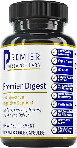 Enzimas Digestivas Ativas com Probióticos e Prebióticos | Suporte Digestivo Completo – com Amilase, Protease | 100g - Premier Research Labs