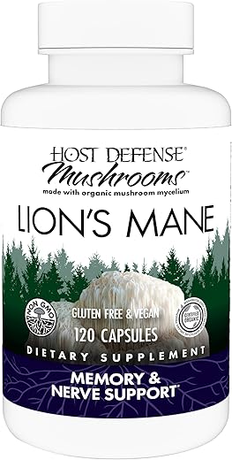 Mushrooms Lion’s Mane – Suplemento para Suporte à Saúde Cerebral – Suplemento de Cogumelo para Melhorar o Foco – 60 Cápsulas - Host Defense