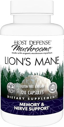 Mushrooms Lion’s Mane – Suplemento para Suporte à Saúde Cerebral – Suplemento de Cogumelo para Melhorar o Foco – 60 Cápsulas - Host Defense