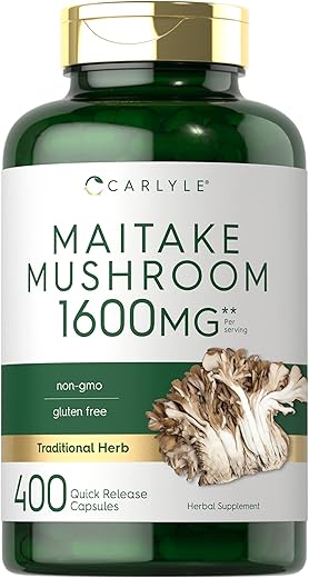 Cápsulas de Cogumelo Maitake | 1600mg | 400 Unidades | Não-OGM - Carlyle