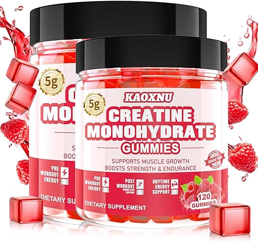 KAOXNU - Gomas de Creatina Monohidratada 2 Unidades para Homens – Marca X, Aumente a Força e o Desempenho Muscular