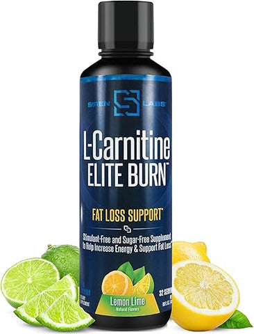 SIRENLABS - Siren Labs L-Carnitine Elite Burn – Queimador de Gordura e Ativador de Metabolismo – Suporte para Perda de Peso – Aumenta Energia – Livre de Estimulantes – Limão Limão 3000mg