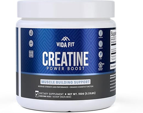 Vida Fit - Creatina Vegana em Pó 150g – Monohidratada e Micronizada – Pura Creatina para Mulheres