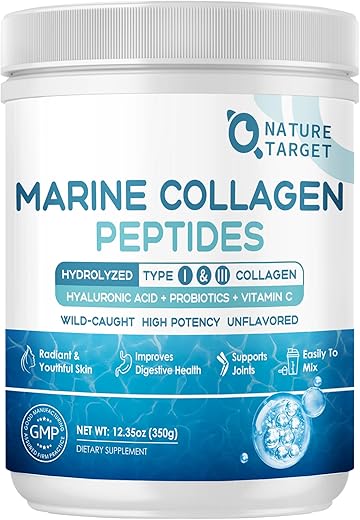 NATURE TARGET - Pó de Peptídeos de Colágeno Marinho – Tipo I | 100% Natural | 200g