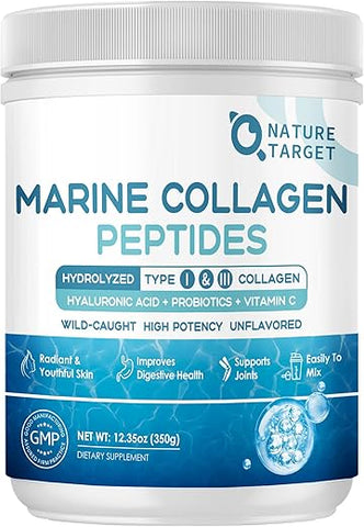 NATURE TARGET - Pó de Peptídeos de Colágeno Marinho – Tipo I | 100% Natural | 200g