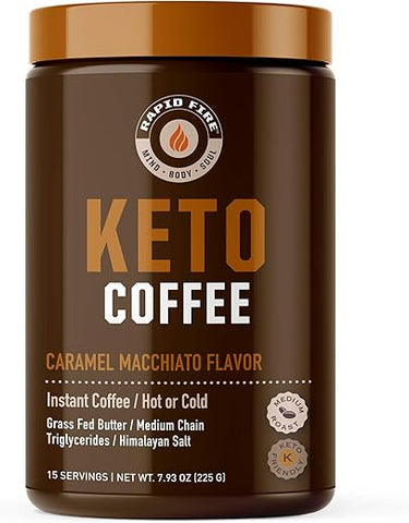 RAPID FIRE - Café Keto Instantâneo de Comércio Justo Rapid Fire – Energia, Controle de Peso, Impulsionador de Metabolismo – Manteiga de Leite de Pasto, MCTs