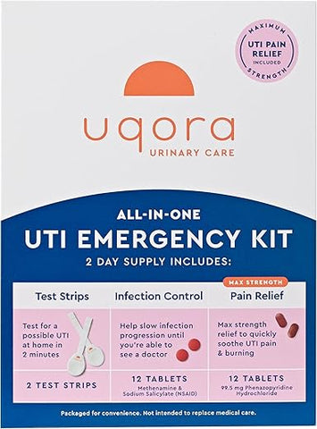 Kit de Emergência Uqora para Infecção Urinária, Alívio da Dor de ITU, Controle de Infecção de ITU, Tiras de Teste de ITU, Kit