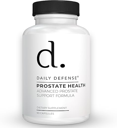 Daily Defense - Suplementos para Saúde da Próstata para Homens – Com Pó de Saw Palmetto, Vitamina E, Zinco, Cogumelos, Semente de Abóbora – Suporte Dietético para Próstata, 90 Ct
