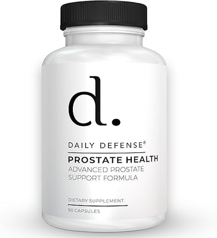 Daily Defense - Suplementos para Saúde da Próstata para Homens – Com Pó de Saw Palmetto, Vitamina E, Zinco, Cogumelos, Semente de Abóbora – Suporte Dietético para Próstata, 90 Ct