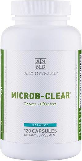 Microb-Clear – Suplemento para Saúde Intestinal – Equilíbrio Saudável no Intestino – Reduz Leaky Gut, SIBO, Inchaço, Constipação – Magnésio, Berberina, Ácido Caprílico – 60 cápsulas - Amy Myers MD