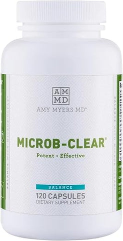 Microb-Clear – Suplemento para Saúde Intestinal – Equilíbrio Saudável no Intestino – Reduz Leaky Gut, SIBO, Inchaço, Constipação – Magnésio, Berberina, Ácido Caprílico – 60 cápsulas - Amy Myers MD