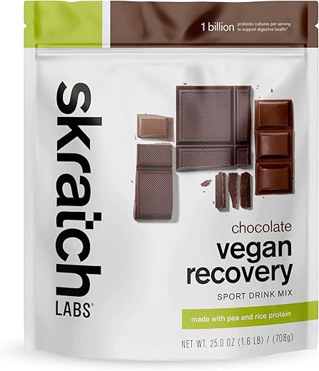 Vegan Sport Chocolate Recovery Drink Mix com Eletrólitos (12 Porções) Shake Substituto de Refeição à Base de Plantas, Pó de Proteína Vegetal de Ervilha para Pós-Treino – Marca Skratch Labs - Skratch Labs