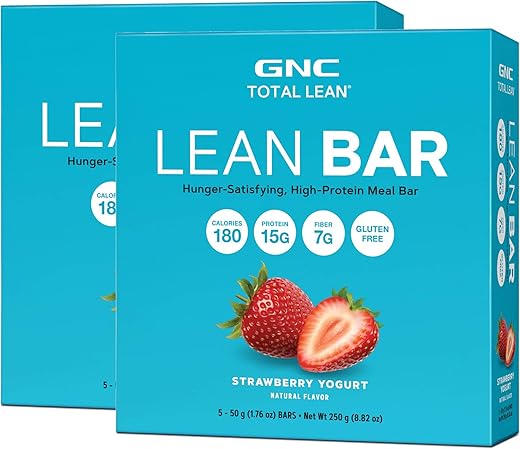 Barra GNC Total Lean | Saciedade, Alta Proteína | Embalagem Dupla | Morango com Iogurte | 5 Barras por Caixa